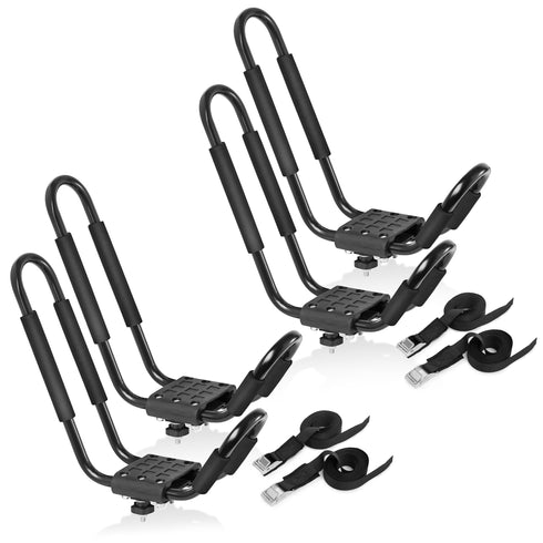 2 Kayak Roof Rack Car SUV Top Mount J-Bar Kayak Holder Set of 4 PCS